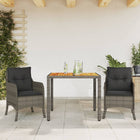 -Delige Tuinset Met Kussens Poly Rattan Grijs 90 cm tafellengte 3