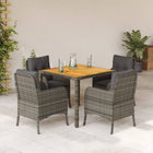 Tuinset met kussens poly rattan 5 90 cm tafellengte Grijs