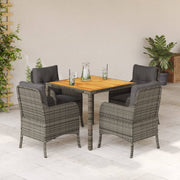 Tuinset 5-delig poly rattan grijs met kussens