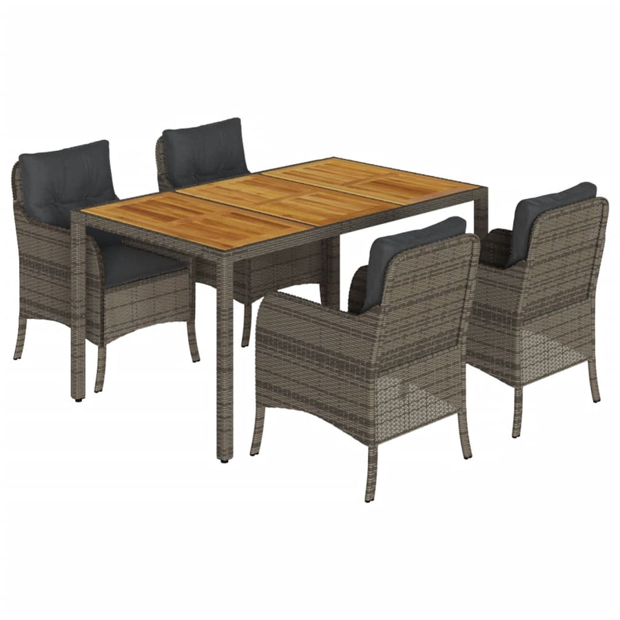 Tuinset met kussens poly rattan 5 150 cm tafellengte Grijs