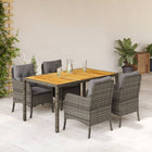 Tuinset 5-delig poly rattan grijs acaciahout