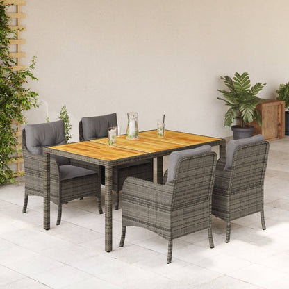 Tuinset met kussens poly rattan 5 150 cm tafellengte Grijs