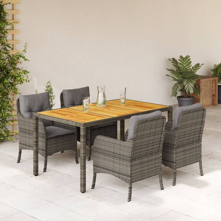 Tuinset met kussens poly rattan 5 150 cm tafellengte Grijs