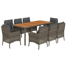 Tuinset met kussens poly rattan 9 190 cm tafellengte Grijs