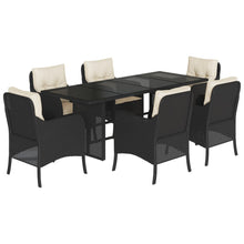 Tuinset met kussens poly rattan 7 Zwart en crème Glas