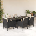 7-delige Tuinset met kussens poly rattan zwart