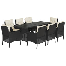 -Delige Tuinset Poly Rattan Zwart en crème Glas 9