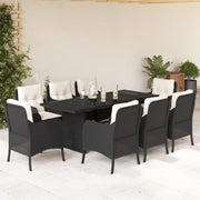 Tuinset 9-delig poly rattan zwart