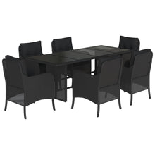 Tuinset met kussens poly rattan 7 Zwart Glas