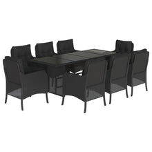 Tuinset poly rattan 9 Zwart Glas