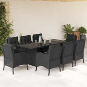 Tuinset poly rattan 9-delig zwart