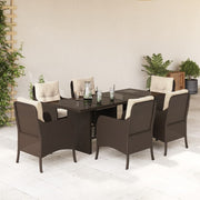 Tuinset 7-delig poly rattan bruin met kussens