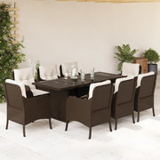 Tuinset 9-delig poly rattan bruin met kussens