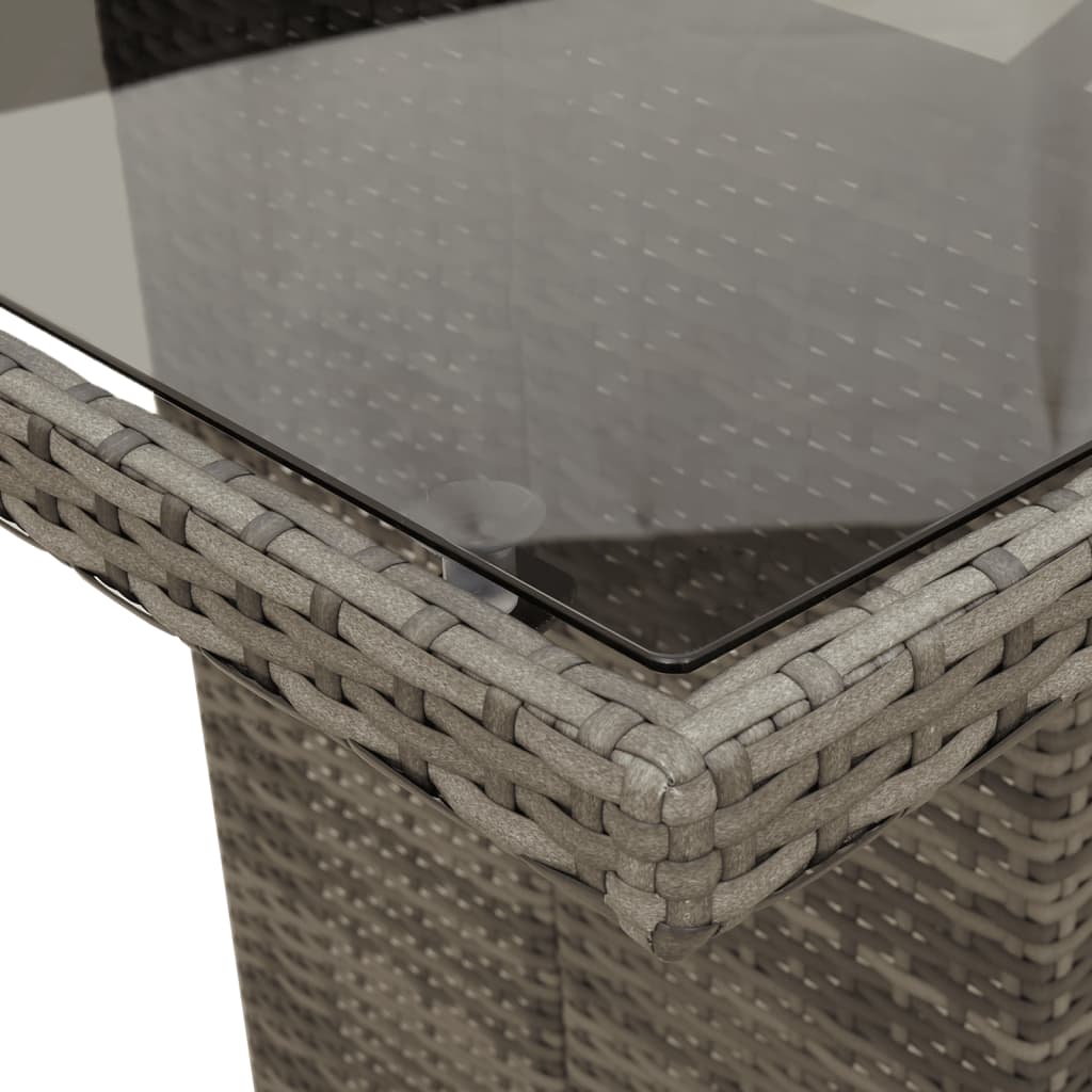 Tuinset met kussens poly rattan 7 Grijs Glas