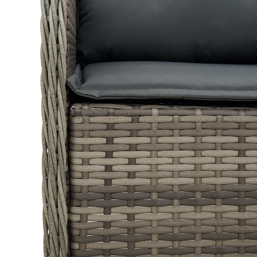 -Delige Tuinset Met Kussens Poly Rattan Grijs Glas 9