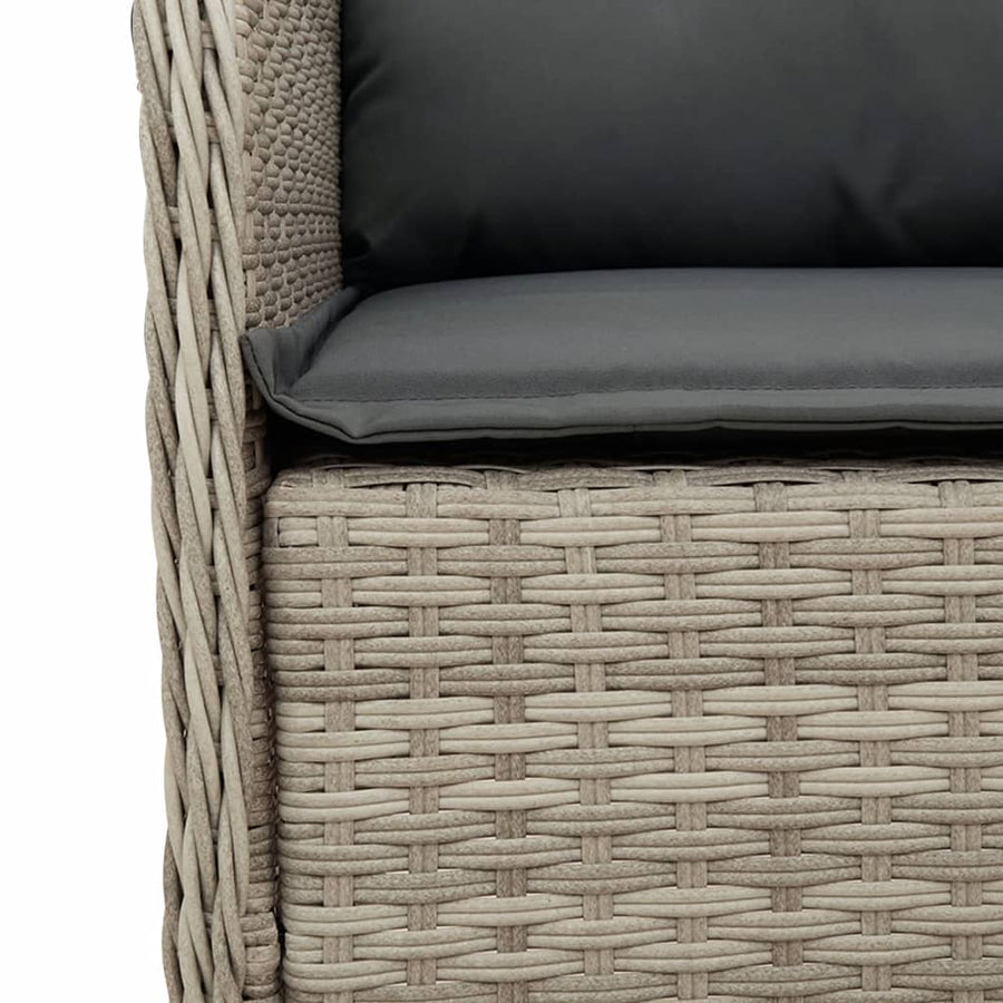 9-Delige Tuinset Met Kussens Poly Rattan 8 Lichtgrijs Glas