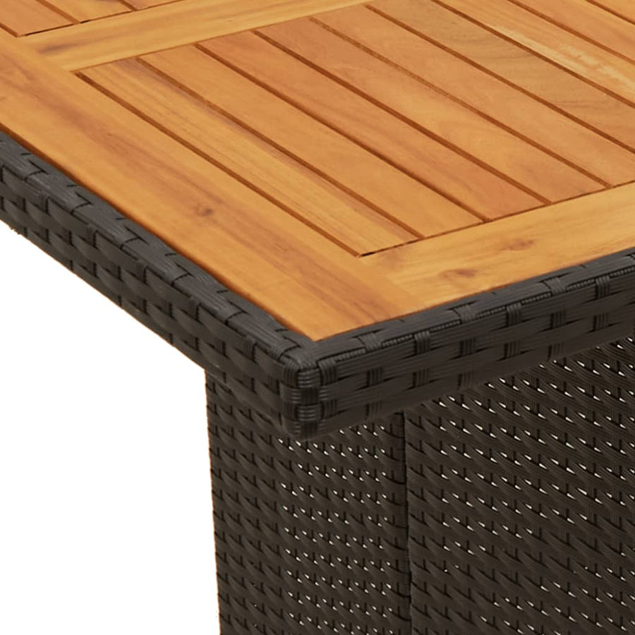 7-Delige Tuinset Met Kussens Poly Rattan 6 Zwart en crème Hout