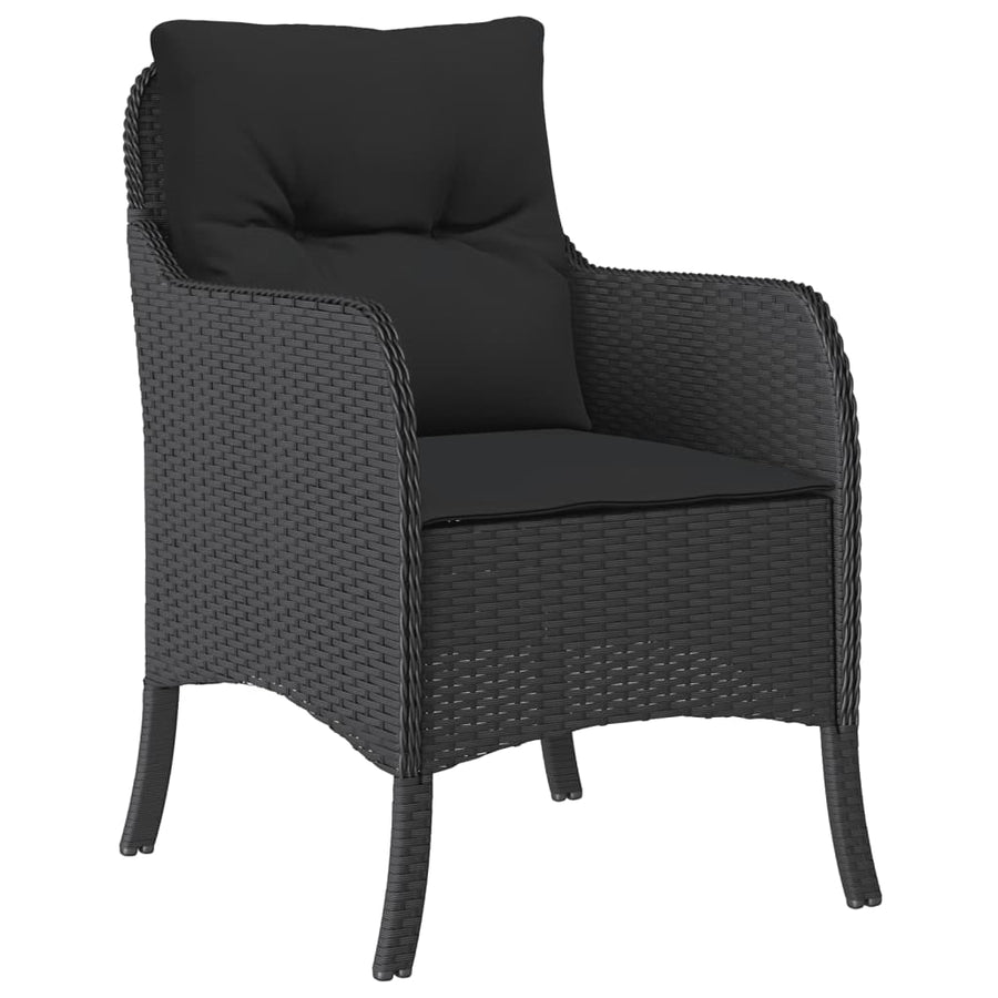 Tuinset met kussens poly rattan 7 Zwart Hout