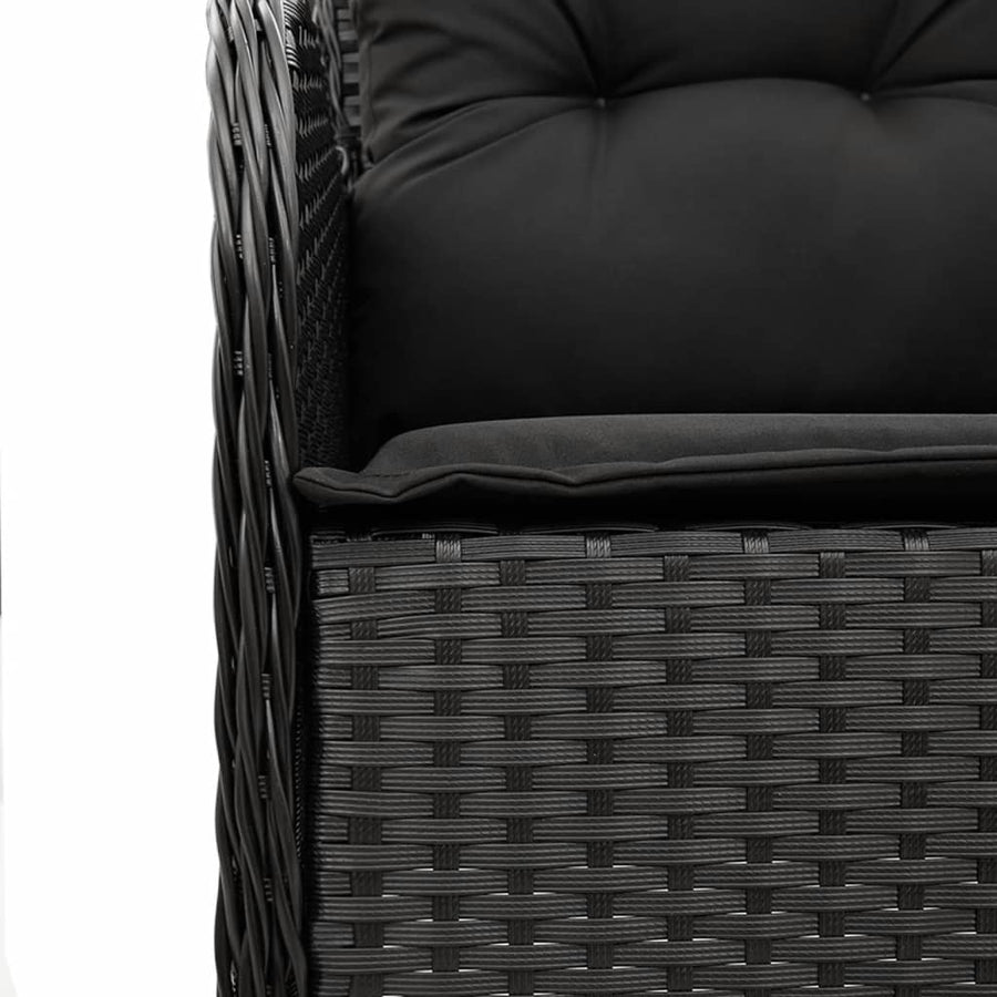 Tuinset met kussens poly rattan 7 Zwart Hout