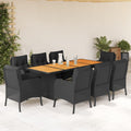 9-delige Tuinset poly rattan zwart