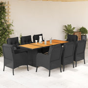 Tuinset 9-delig poly rattan zwart acaciahout