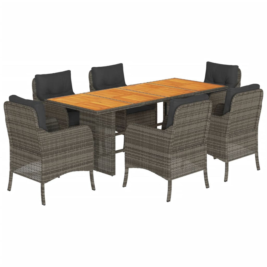 -Delige Tuinset Met Kussens Poly Rattan Grijs Hout 7