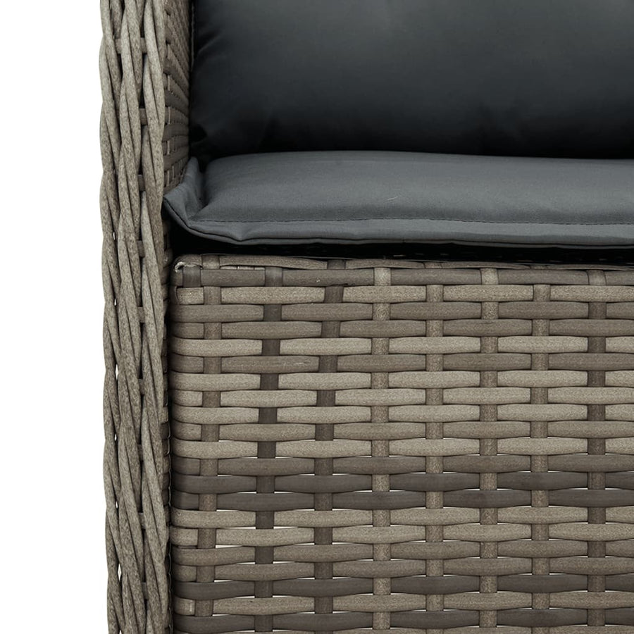-Delige Tuinset Met Kussens Poly Rattan Grijs Hout 7