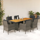 -Delige Tuinset Met Kussens Poly Rattan Grijs Hout 7