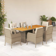 Tuinset 7-delig poly rattan beige met kussens