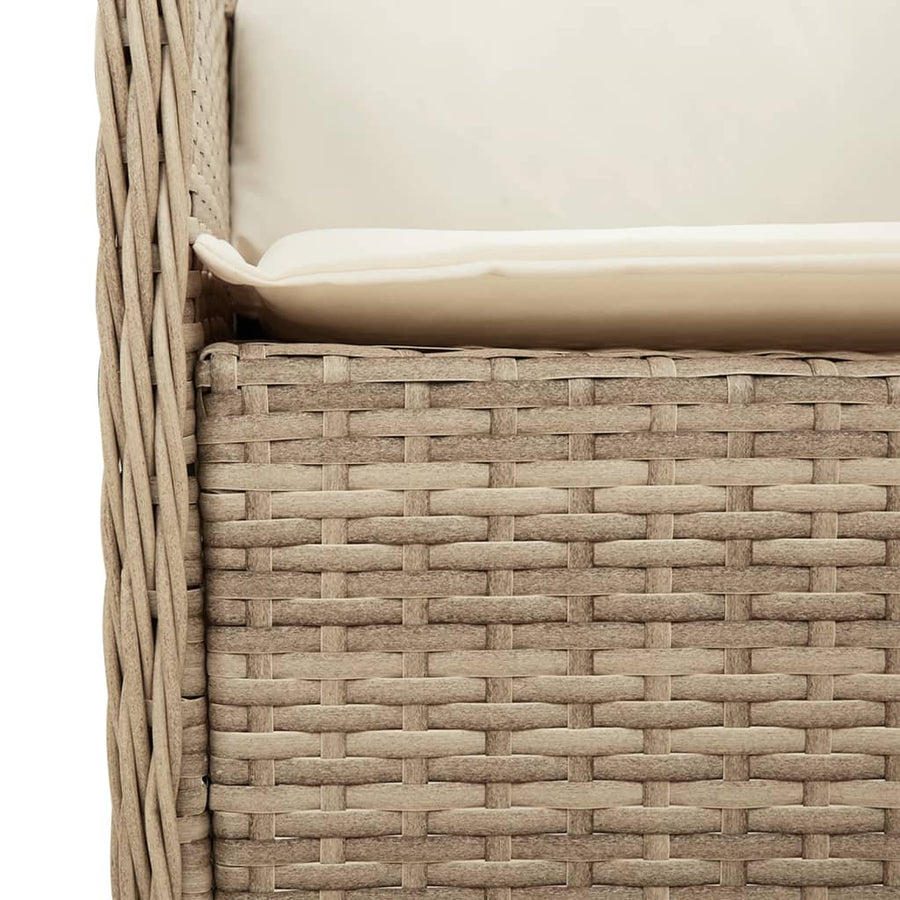 9-Delige Tuinset Met Kussens Poly Rattan 8 Beige Hout