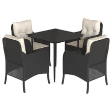 Tuinset met kussens poly rattan zwart 5 80 cm tafellengte Puntige poot