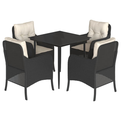 Tuinset met kussens poly rattan zwart 5 80 cm tafellengte Puntige poot
