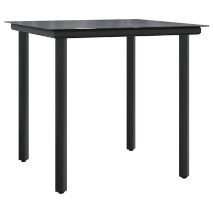 Tuinset met kussens poly rattan zwart 3 80 cm tafellengte Ronde poot
