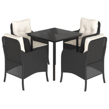 -Delige Tuinset Met Kussens Poly Rattan Zwart 5 80 cm tafellengte Ronde poot