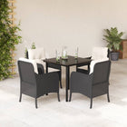 Tuinset 5-delig poly rattan zwart met kussens