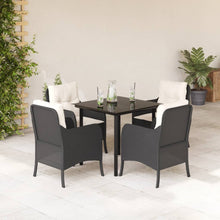 -Delige Tuinset Met Kussens Poly Rattan Zwart 5 80 cm tafellengte Ronde poot