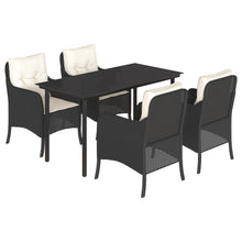 Tuinset met kussens poly rattan zwart 5 140 cm tafellengte Ronde poot