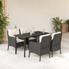 Tuinset poly rattan 5-delig zwart met kussens