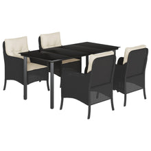 -Delige Tuinset Met Kussens Poly Rattan Zwart 5 160 cm tafellengte Ronde poot