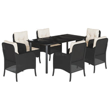 Tuinset met kussens poly rattan zwart 7 160 cm tafellengte Ronde poot