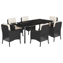 7-Delige Tuinset Met Kussens Poly Rattan Zwart 6 200 cm tafellengte