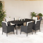 Tuinset 7-delig poly rattan zwart 200x100x74 cm