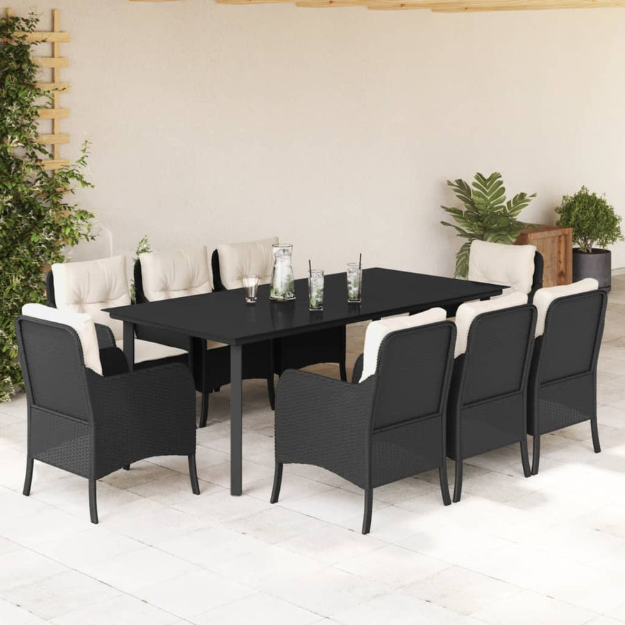 9-Delige Tuinset Poly Rattan Zwart 8 200 cm tafellengte