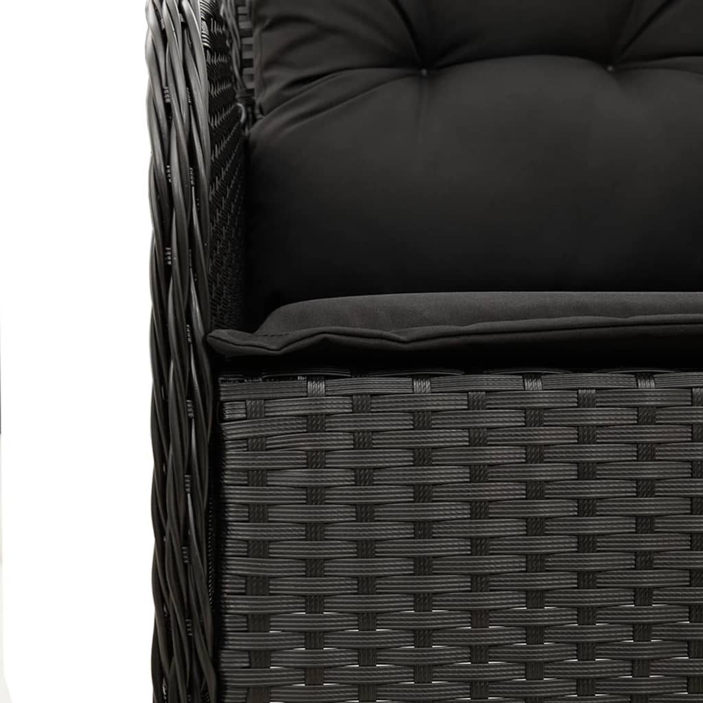 Tuinset met kussens poly rattan zwart 3 80 cm tafellengte Puntige poot