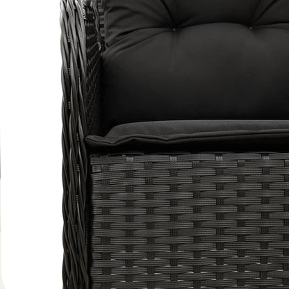 Tuinset met kussens poly rattan zwart 3 80 cm tafellengte Puntige poot