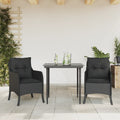 3-delige Tuinset met kussens poly rattan zwart