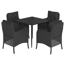 -Delige Tuinset Met Kussens Poly Rattan Zwart 5 80 cm tafellengte Puntige poot