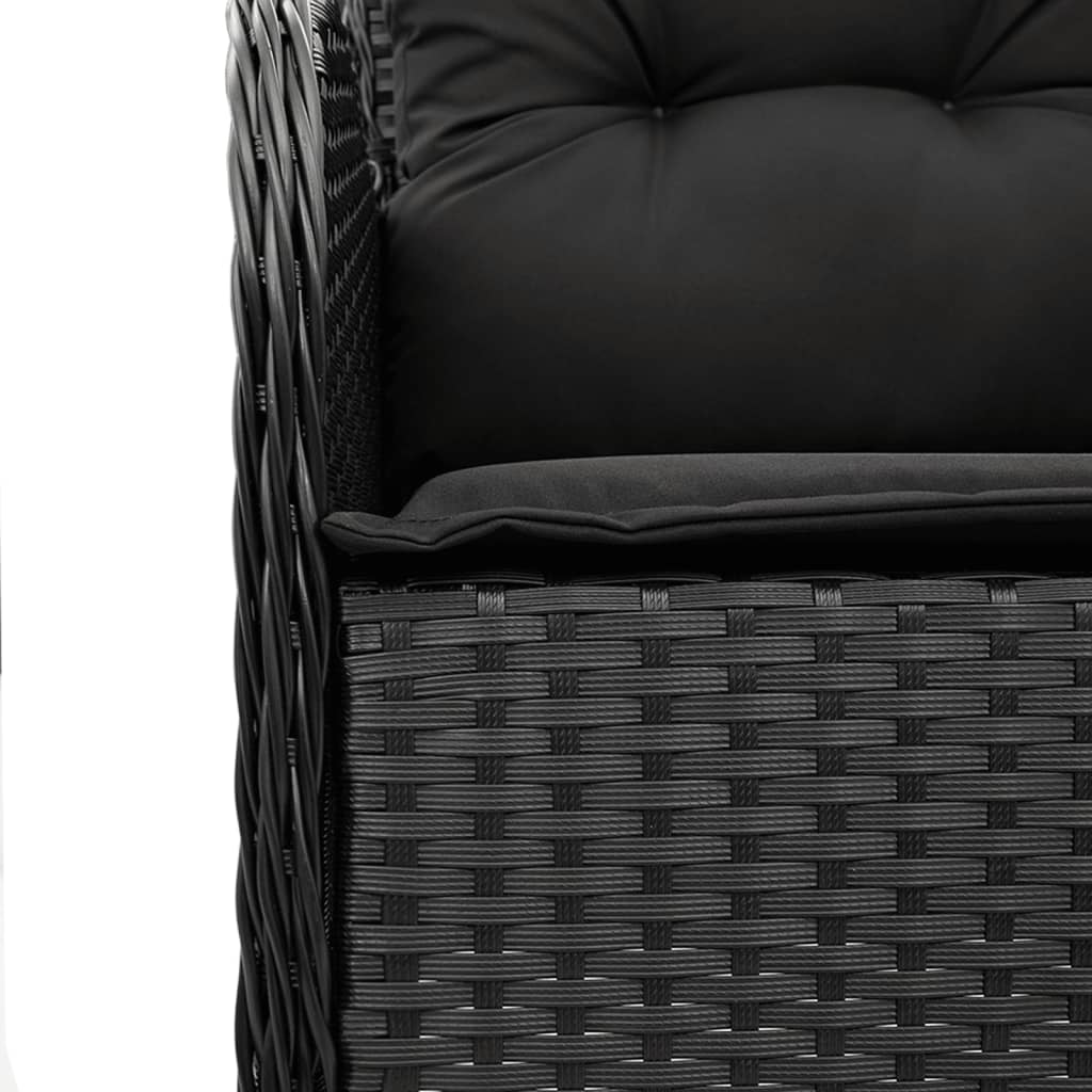 -Delige Tuinset Met Kussens Poly Rattan Zwart 5 80 cm tafellengte Puntige poot