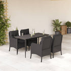 5-piece Garden Set with Cushions, Poly Rattan, Black