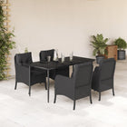 5-piece Garden Set with Cushions, Poly Rattan, Black